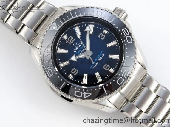 0506 EasyCare SEAMASTER PLANET OCEAN 6000M ULTRA DEEP 45.5MM SS TF 1:1 BEST EDITION BLUE DIAL BLACK BEZEL ON SS BRACELET A 7760